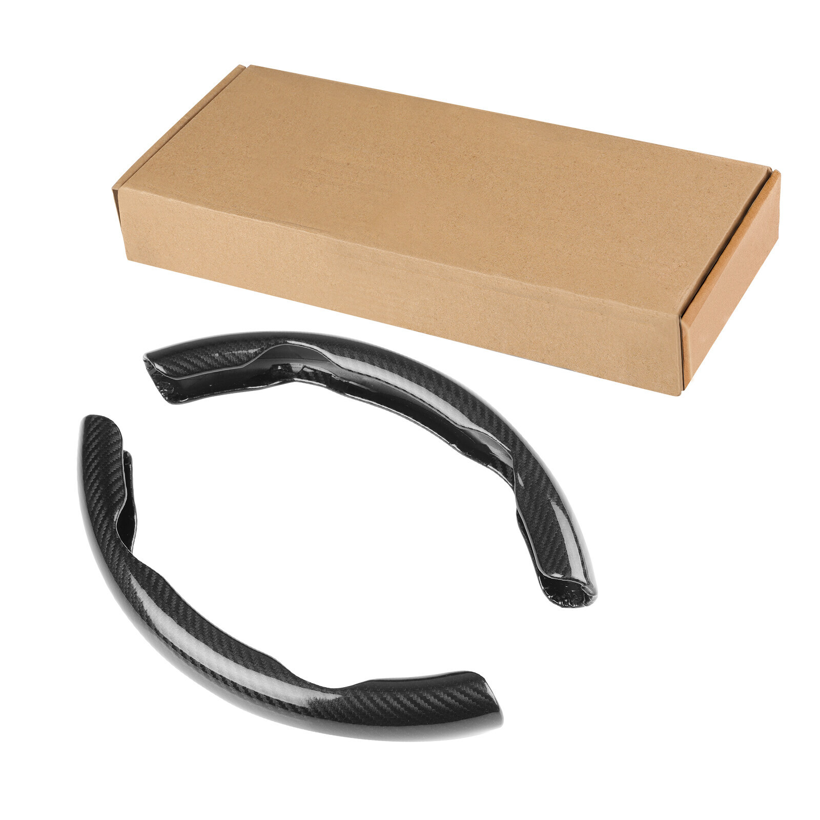2-Piece Carbon Fiber Steering Wheel Booster Cover For Ford Cars - Easy Install, Gloss Finish