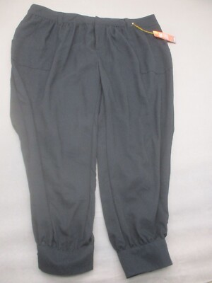 NWT AVENUE Size 20 Womens Black Pocket Cuff Button Stretch Waist Harem Pants 895
