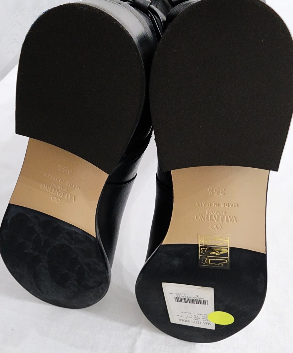 VALENTINO GARAVANI 36/6 BLACK LEATHER BOOTS 'N BOWS FOR VALENTINO GARAVANI 36/6 BLACK LEATHER BOOTS 'N BOWS FOR