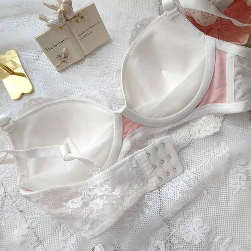 Women's Japanese Palace Embroidery Thin Cup Girl Student Sexy Underwear Bra Set - Picture 7 of 18