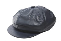 Leather Newsboy Paperboy Made In Usa Hat Cap Navy Leather Newsboy Paperboy Made In Usa Hat Cap Navy