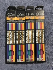 GOsili Reusable Silicon Assorted Colorful Straws 4 Pack Standard Size Set of 4