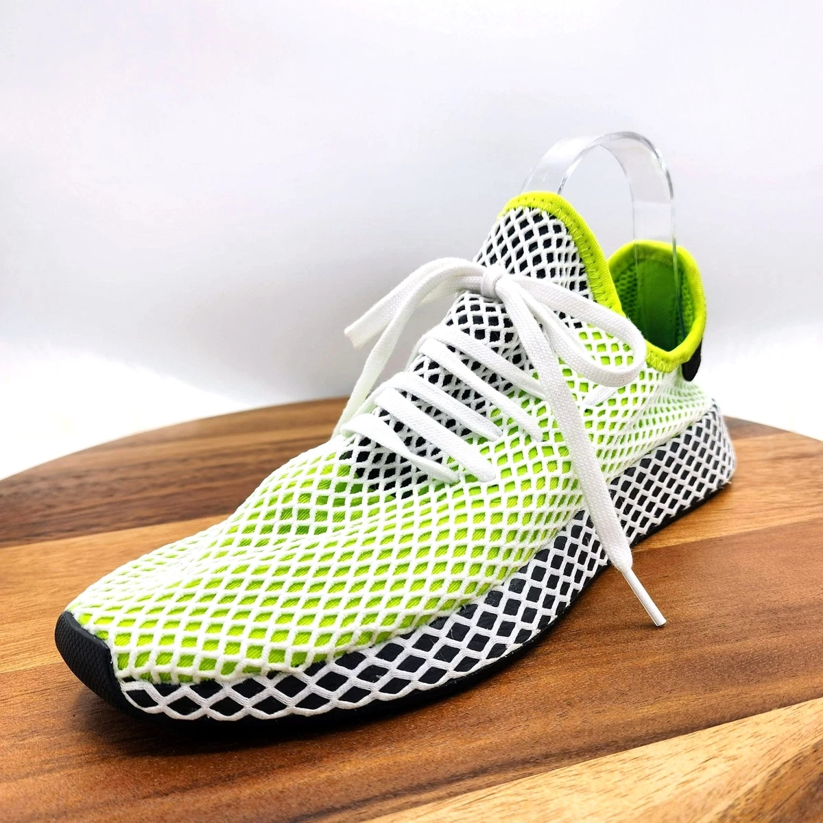 Adidas Originals Deerupt Runner Athletic Shoes 10 Lime Black White Blue Web  Mesh | eBay