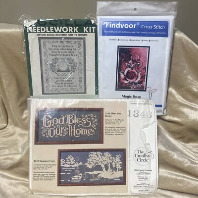 Lot Of 3 Needlecraft Kits Bucilla-Cross Stitch Creative Circle-Open Weave