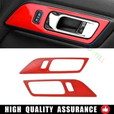 Fit For Ford Mustang 2015-2021 Bright Red Inner Door Handle Decor Frame Cover 2*