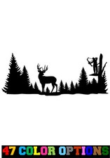 Vinyl Decal Truck Car Sticker Laptop - Hunting Bow Deer Forest Scene