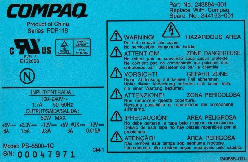 NETZTEILE COMPAQ 244163-001 USFF 50WATT PS-5500-1C D500 D510 - Bild 3 von 3