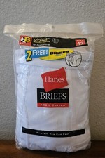 VTG '01 Hanes Mens Briefs White Underwear. Pack of 8. Size 42. 100 Cotton. New