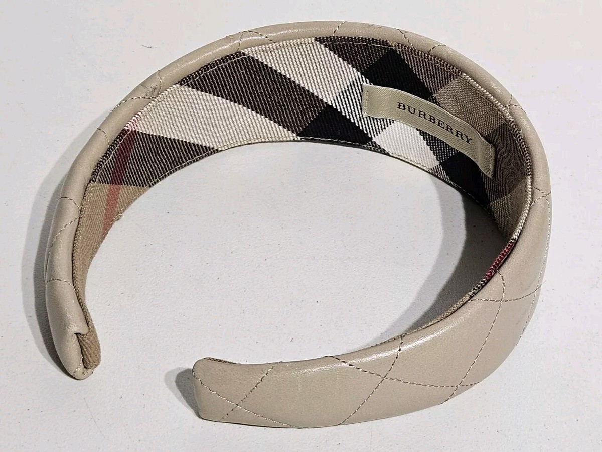 バーバリー　ヘアバンド Burberry Quilted Brown Leather Diamond Stitched Headband