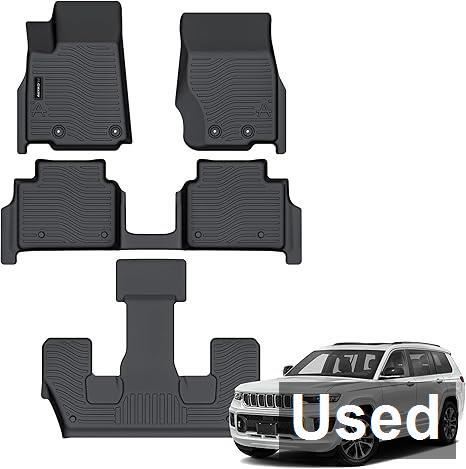 Auxko 4-Piece All-Weather 3-Row Floor Mats for Jeep in Black - Heavy Duty Protection  