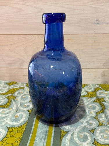 Vintage Large Hand Made Blown Glass Bottle Cobalt Blue Made In Mexico - Picture 4 of 9