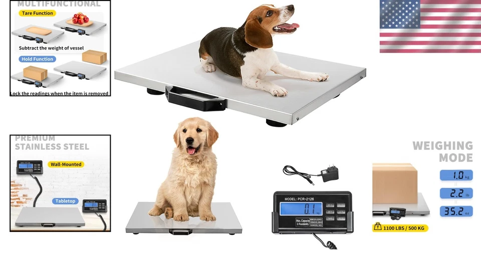 Foldable 1100 Lbs Veterinary Scale for Large Dogs, Pigs, & Livestock - Portable - Image 2 of 4