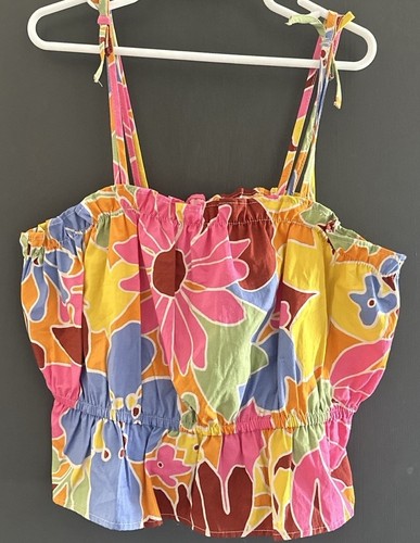 Zara Boho Ruffle Floral Print Cropped Blouse Girl’s Size 13-14 Yrs NWT - Picture 3 of 9