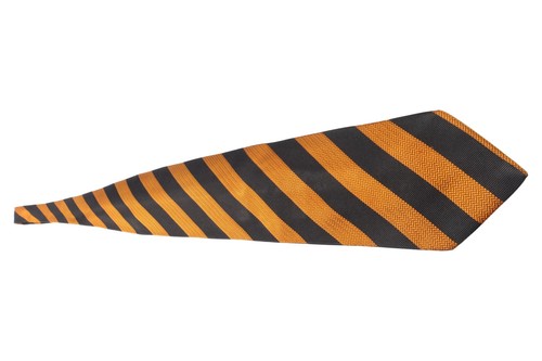 Lorenzo Cana Cravatta Uomo In Pura Seta, Design Righe Sottili Viola Arancione E Nero, Larghezza 7.5 Cm, Made In Italy - 5