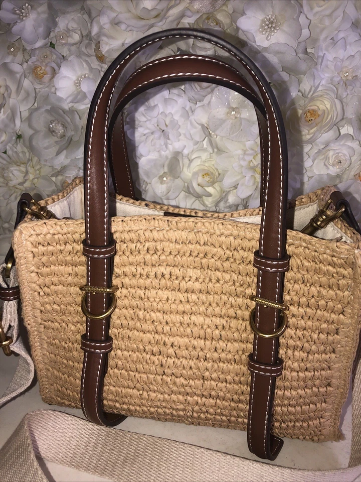 Woven Mini Tote Bag New Crossbody Rafia Straw Beach Handbag Small Summer New - Image 2 of 4