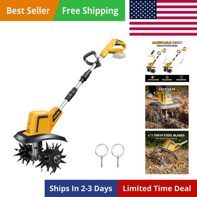 Cordless Electric Garden Tiller,330RPM Tiller 8 in Tilling Width and 6 in Dep...