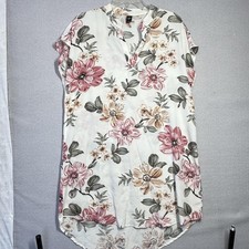 SHEIN Curve Dress Womens 0X White Floral V Neck Hi Low Belted Shift Cap Sleeve