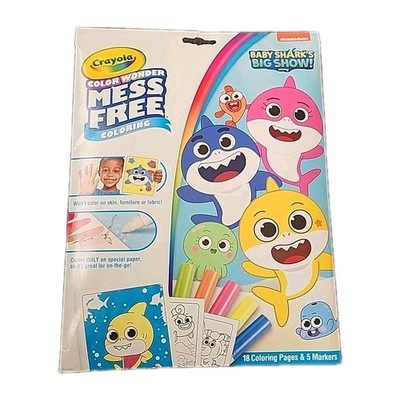 Crayola Color Wonder Baby Shark Mess Free With 5 Markers & 18 Coloring Pages 
