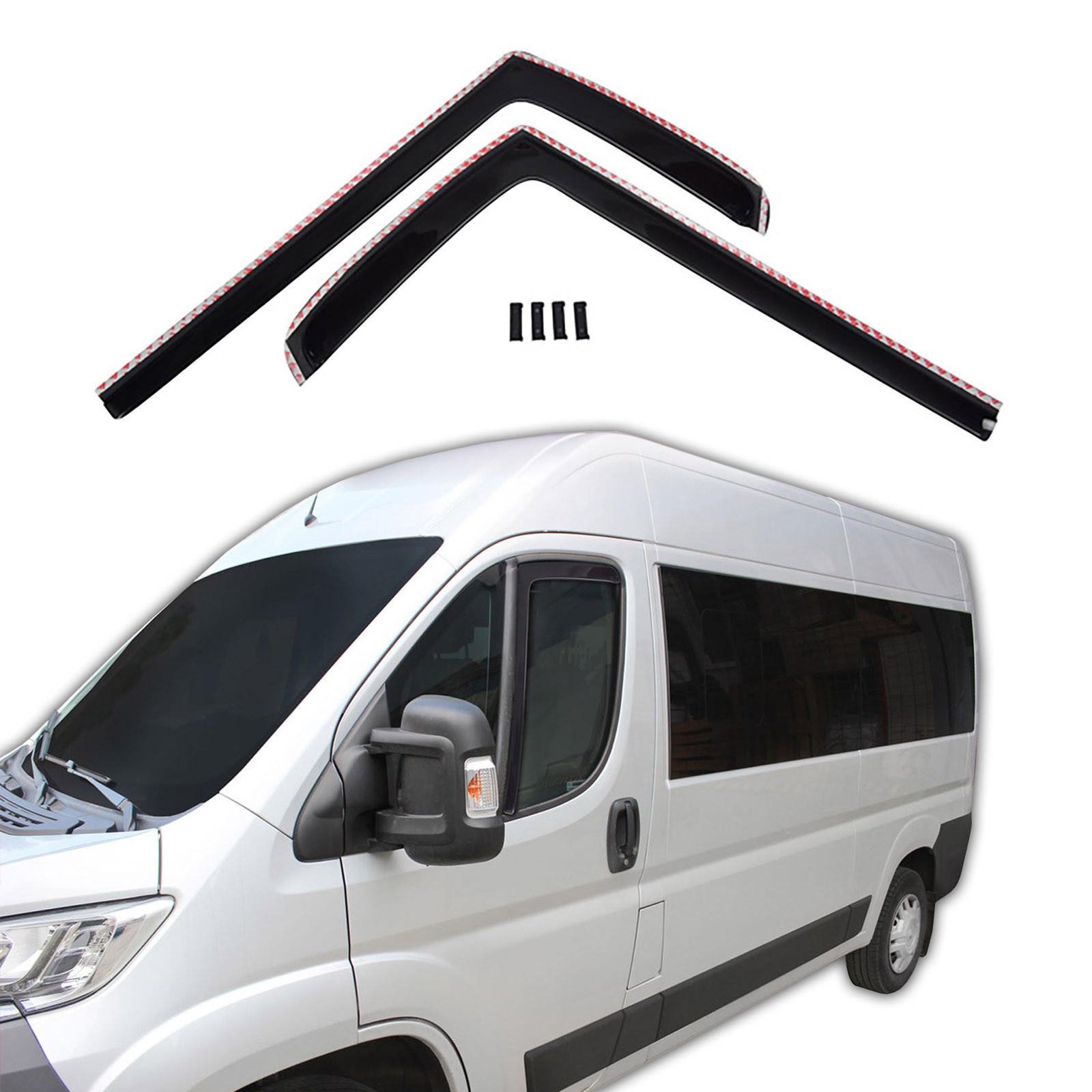 Déflecteurs d'air pour Fiat Pro Master depuis 2006 anti-pluie et bruit en PVC noir 2pcs
