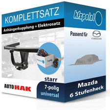 Für Mazda 6 Stufenheck 07-13 AUTO HAK Anhängerkupplung starr + 7polig E-Satz neu