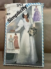 Vintage Simplicity Pattern 5724 Wedding Dress Bridesmaid Dress Sizes 6-8 c 1980s