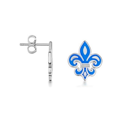Ohrstecker .925 Sterlingsilber blau Emaille französische Fluer-de-Lis