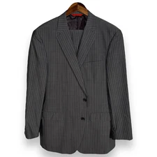 Samuelsohn Gable Gray Striped Super 130s Suit Size 44R