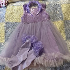 SHEIN Girls Purple Dress Size 4Y With Head Band Pair Socks
