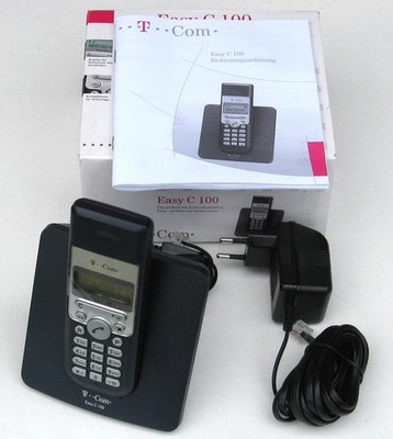 Telekom Easy C100   Schnurloses DECT-Telefon,Basis,Mobilteil,CLIP,10,Ovp,Anleit.