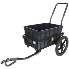 Bike Cargo Trailer Pushcart, Bicycle Trailer Pushcart Stroller Removable Black