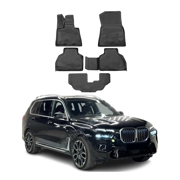 Omac Gummimatten FußMatten FüR BMW X7 G07 2018-2026 TPE Automatten Schwarz 5X-image