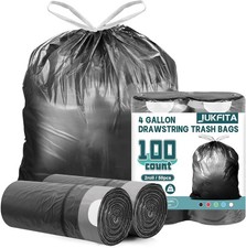 100 Count Small Trash Bags, JUKFITA 4 Gallon 100 Pack of 1 , Black