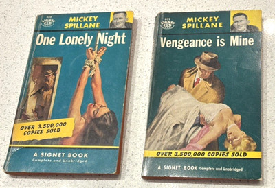 Lot Of 2 Mickey Spillane Mike Hammer 1950s One Lonely Night & Vengeance is Mine