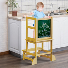 Toddler Kitchen Stool Helper, Step Stool for Kids with Chalkboard Safety Rail...
