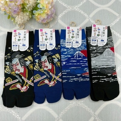 4 set Japanese Tabi Socks size:25-27cm Mt.Fuji / Ukiyoe