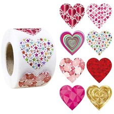 500PCS Valentine's Day Heart Stickers Roll,1inch Love Stickers Cute Colorful-1