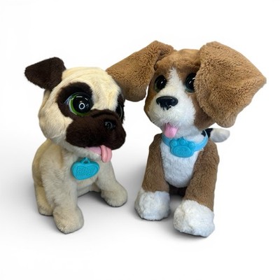 Lot Of 2 Hasbro FurReal Chatty Charlie The Barkin Beagle JJ Pug Puppy Talking
