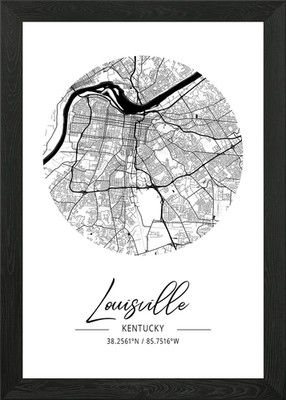 Louisville Gebiet Stadtplan gerahmtes Wandbild Poster Leinwanddruck Bild