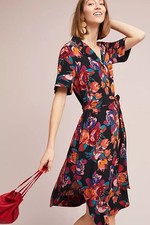 Maeve Anthropologie Boho Resort Fall Floral Midi Shirt Dress Women’s S Vacation