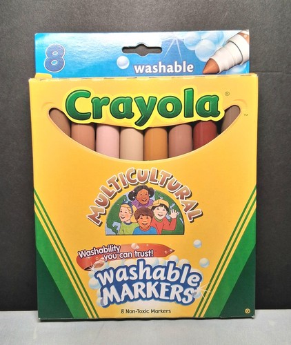 Vintage 2007 Crayola Multicultural Ethnic Skin Tones Washable Markers 8 Colors