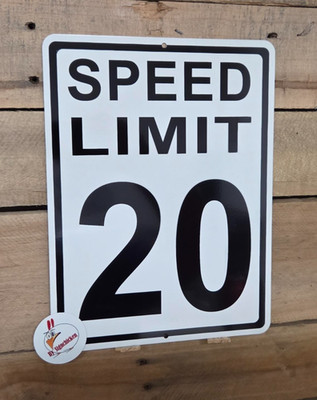SPEED LIMIT  20 MPH, miles per hour, road and street signs, gargae, shop decor