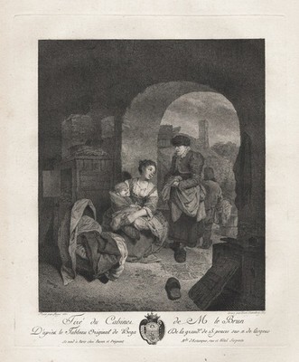 Mutter Kind mother child home Heim engraving Kupferstich Bega 1777