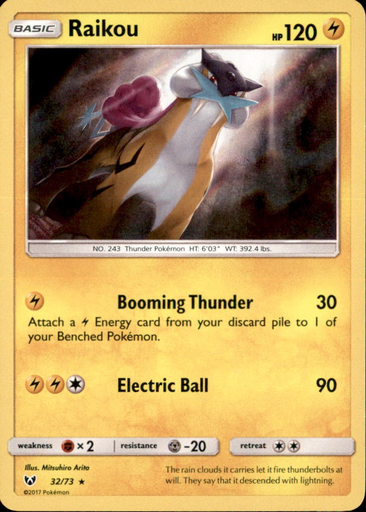 Raikou 32/73 Holo Rare Shining Legends Pokemon NM/LP