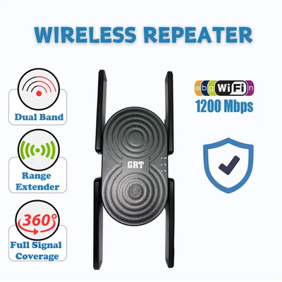 WiFi Extender Long Range Internet Signal Booster Dual Band for Gaming 1200Mbps - Image 1 of 4