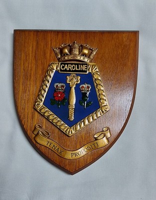 vintage British royal navy ship wall plaque for the HMS Caroline