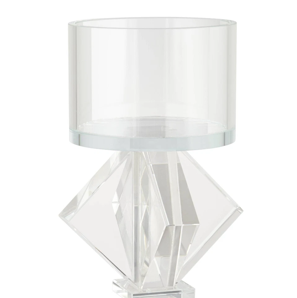 Diamond 11 1/2" High 2-Stack Shiny Clear Glass Pillar Candle Holder - Image 2 of 4