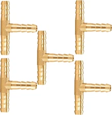 AOPANDA 1/4" Brass Barb Tee Fittings T-Shaped 3 Ways Union 1/4" ID Hose Pipe Fit