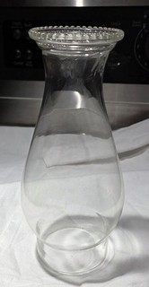 Vtg Glass Oil Hurricane Beaded Top Lamp Chimney Globe Shade 8.5" Tall 3" Fitter