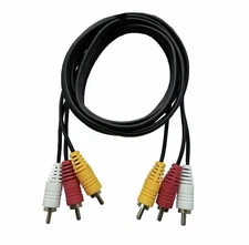 AV Male to Male 3 RCA Audio Video Composite Cable Black (6 feet)