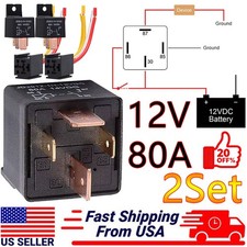 12V 80A Heavy Duty Relay 4Pin SPST Normal DC Normal Open Relay Car Van Motorbike